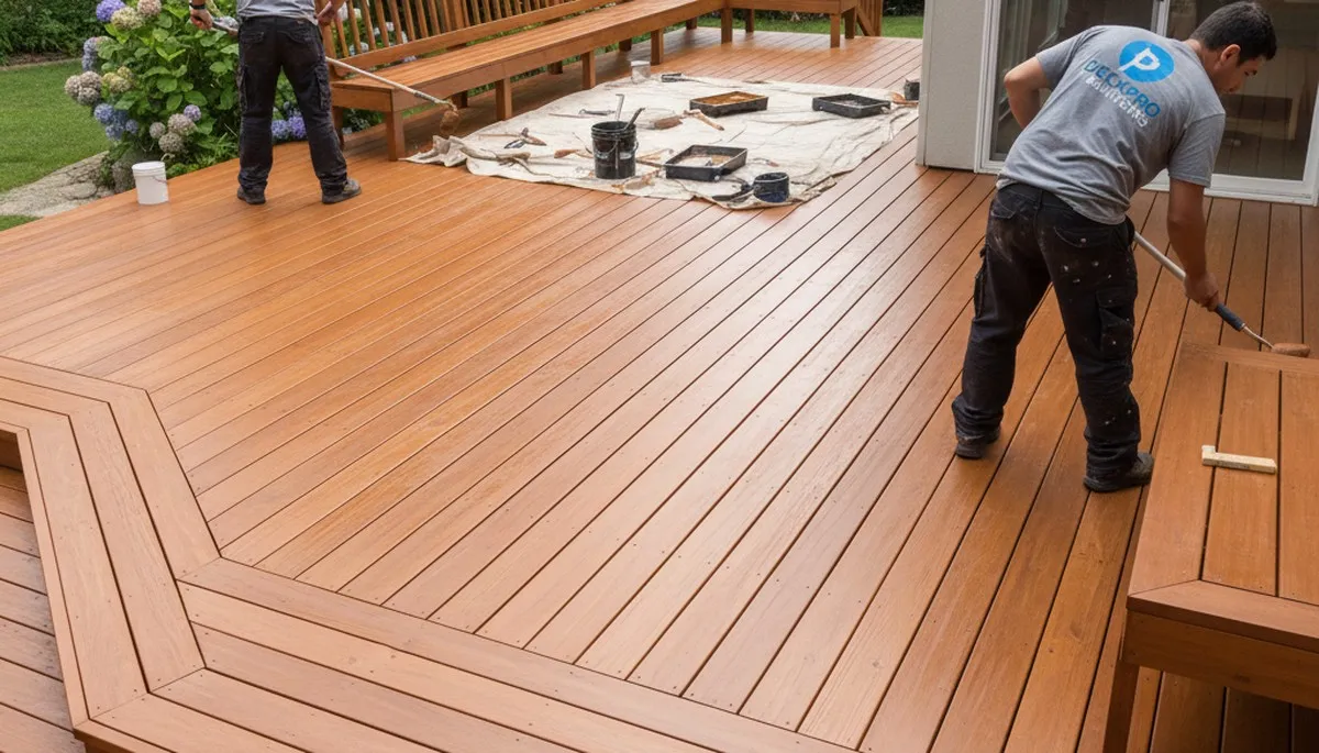Memphis, TN deck painting service protecting and refreshing an outdoor wood deck against weather damage